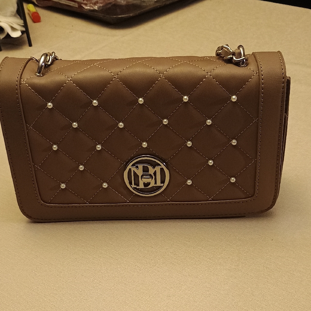 Badgley Mischka Tan Quilted Crossbody Bag